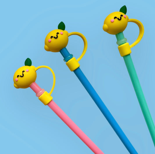 Reusable Straw with Smiley Lemon Topper